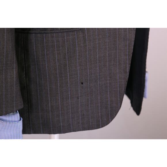 Borrelli Napoli Gray Striped Wool Suit Jacket Blazer Flawed 36S - Picture 9 of 14